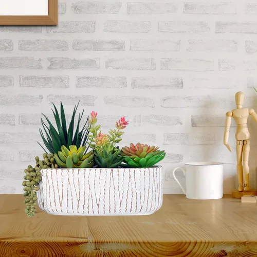 Vista 6 de Plantas artificiales para el hogar, suculentas artificiales de 8.7 pulgadas en macetas para decoración de escritorio de oficina y decoración
