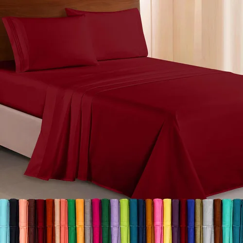 Vista 46 de Elegant Comfort Lujoso juego de sábanas de microfibra de alta calidad 1500 hoteleras bordadas de tres líneas más suaves de 4 piezas, resistente a