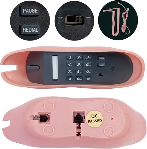 Vista 3 de Teléfonos fijos para el hogar, TelPal teléfono con cable de labios, teléfono de escritorio retro para el hogar, teléfono de novedad analógico