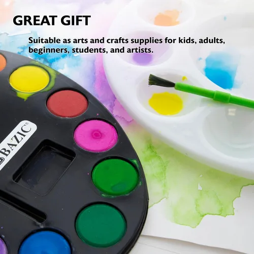 Vista 4 de BAZIC - Juego de acuarela con pincel, 12 colores no tóxicos, para diversión de pasatiempos, suministros de arte de colores vibrantes, regalo