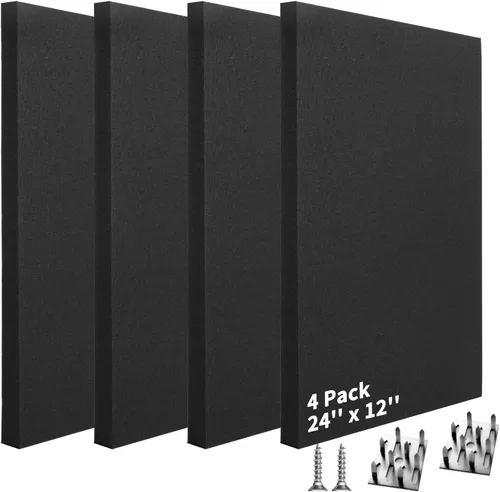Vista 14 de Art3dwallpanels 4 PCS Paneles Acústicos, 24''x12'' Paneles de Pared de Tela Insonorizados, Paneles de Absorción de Sonido de Montaje Fácil con Gris