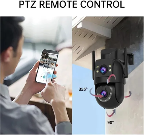 Vista 5 de Cámara de seguridad WiFi de doble lente de doble pantalla EU