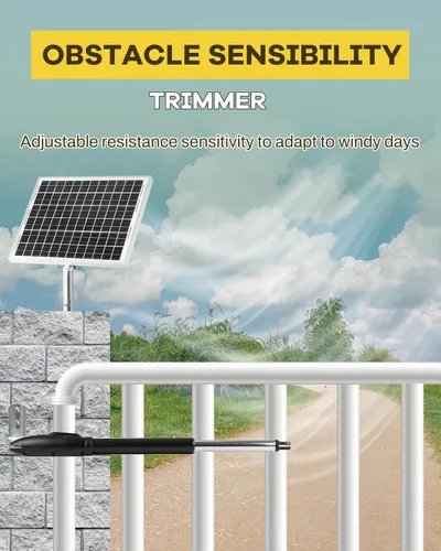 Vista 6 de Abridor de puerta automático solar de 12 pies 660 libras con panel solar de 20 W, kit completo de motor de puerta alimentado por batería