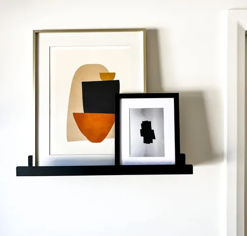 Vista 5 de Estante de pared de metal flotante hecho en Estados Unidos, repisa para fotos, acero fabricado en Estados Unidos, estante industrial resistente