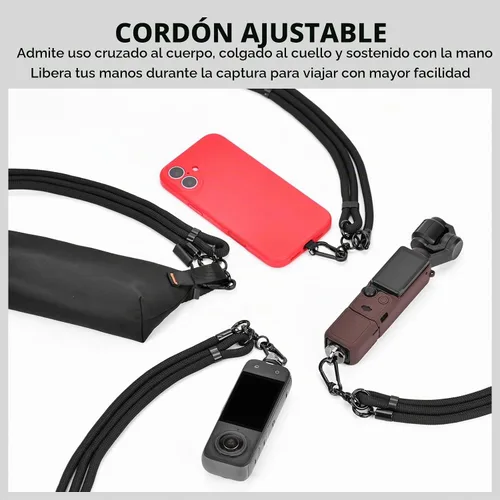 Vista 9 de Funda de Silicona para Pocket 3 y Cordón para el Cuello, Funda Protectora con Protector de Lente Resistente a Rayones, Ajustable, Fácil