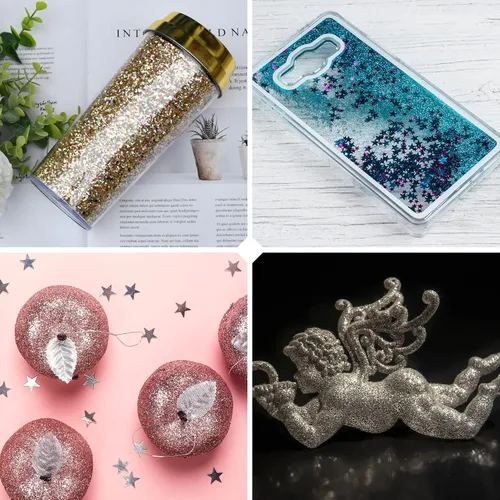 Vista 7 de Purpurina negra ultrafina, 16 onzas (1 libra), purpurina fina para manualidades de resina, uñas, vasos, slime, cosméticos y decoración de festivales
