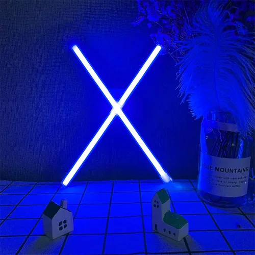 Vista 28 de ENUOLI Letrero de neón azul con letras LED USB/luces alimentadas por batería, letrero alfabético, marquesina, letra, decoración, luces nocturnas