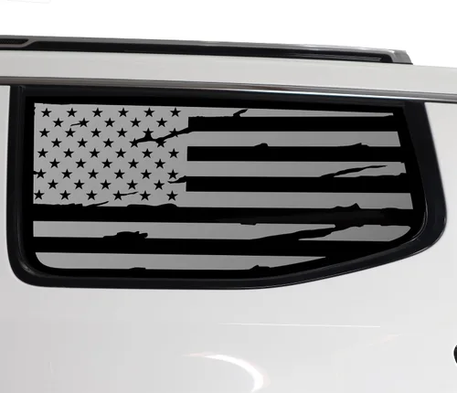 Vista 8 de BOGAR TECH DESIGNS Calcomanía de vinilo precortada con la bandera estadounidense de un cuarto de ventana, compatible con Jeep Wagoneer 2022-2025