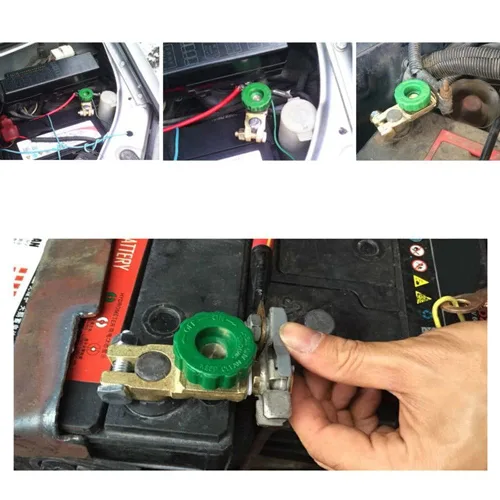 Vista 8 de Interruptor de desconexión de batería de poste superior con perilla verde 12V-24V Desconexión rápida, aislador de batería principal