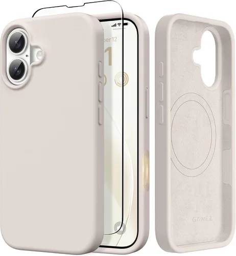 Vista 114 de GONEZ Funda magnética para iPhone 14, compatible con Magsafe, con protector de pantalla + protector de cámara, forro de microfibra antiarañazos