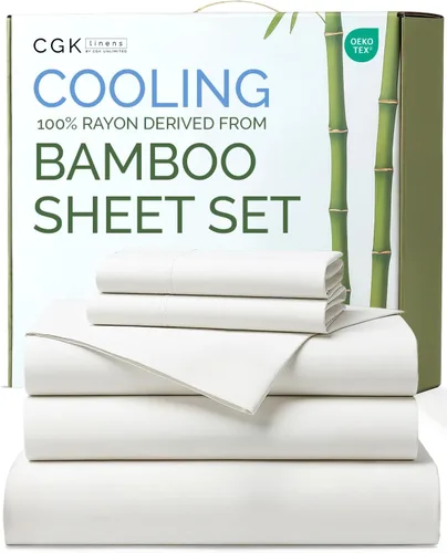 Vista 9 de Sábanas de bambú 100% rayón derivado de bambú, tamaño individual, sábanas refrescantes para individuales. Ropa de cama ultra suave, transpirable