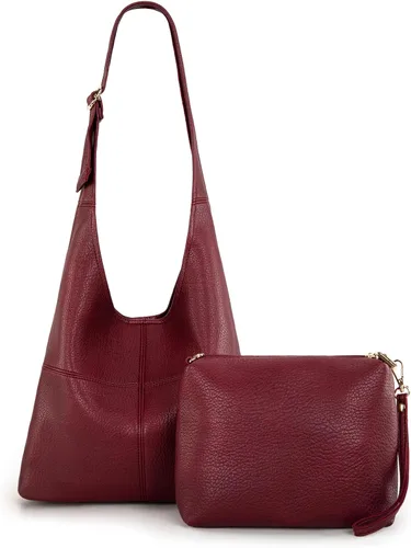 Vista 8 de Montana West Hobo Purse for Women, Vegan Leather Shoulder Bag with Wristlet clásico-negro