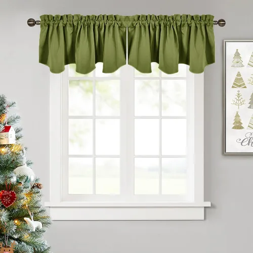 Vista 39 de NICETOWN - Cortinas con valances azul piedra para ventana de sala de estar, dormitorio, baño, 2 paneles estilo granja rústico para comedor, cortinas