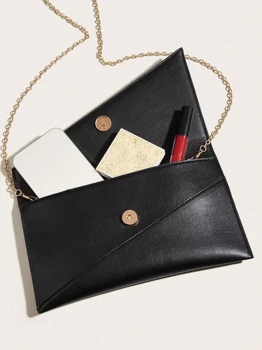 Vista 4 de SweatyRocks Bolso cruzado de cuero con correa de cadena para mujer, bolso mediano de embrague de noche