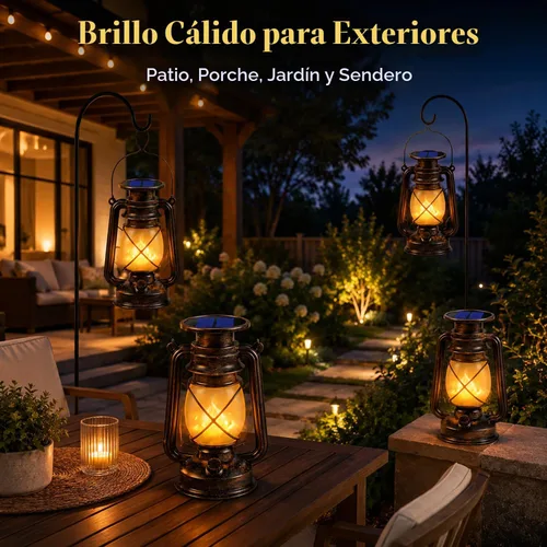 Vista 5 de Marlrin Linternas solares impermeables para exteriores, paquete de 2 luces