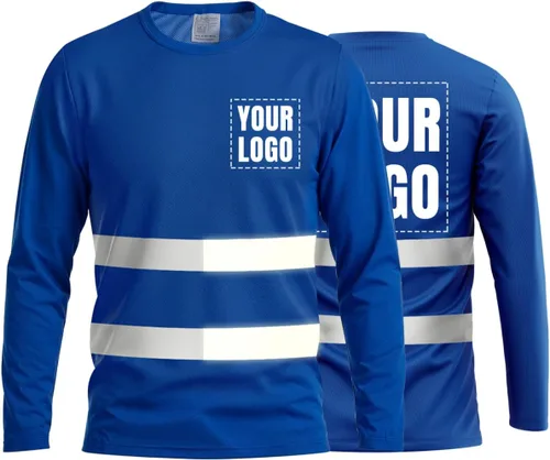 Vista 50 de La alta visibilidad reflexiva de las camisetas de la seguridad del logotipo de encargo Hola Vis de Verde neón - Estilo 8
