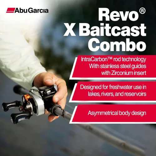 Vista 2 de Abu Garcia Revo X - Combo de carrete y caña de pescar de perfil bajo