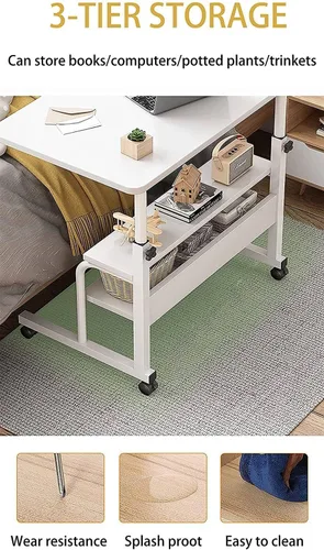 Vista 7 de Mesa de escritorio movible para espacios pequeños, práctico escritorio portátil para computadora, ajustable, para la oficina en casa, mesita