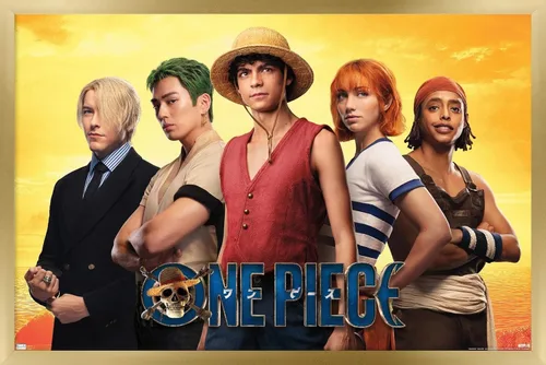 Vista 14 de Trends International Netflix One Piece - Póster de collage de pared, 14.72 x 22.37 pulgadas, versión enmarcada de madera de granero