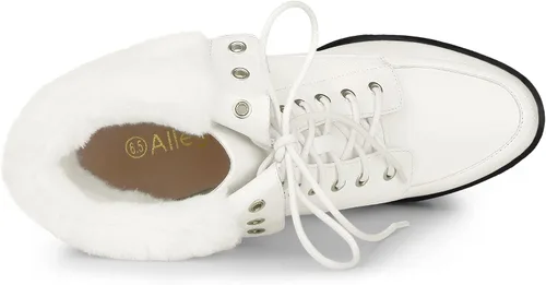 Vista 6 de Allegra K Botines de tacón grueso plegables con plataforma para mujer