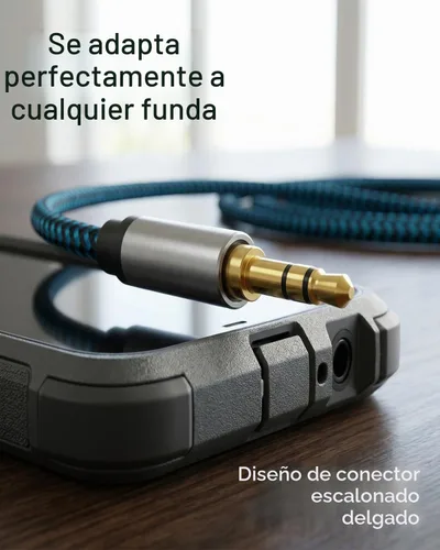 Vista 8 de Cable auxiliar de 5 pies/4.9 ft, cable de audio trenzado de nailon de 0.138 in, cable auxiliar macho a macho para automóvil, para auriculares