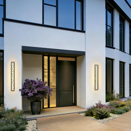 Vista 8 de Luces de Pared al Aire Libre 30cm Apliques de Pared Modernos LED Apliques de Pared Largos Luz de Porche Frontal Negra Impermeable Luz de Pared LED