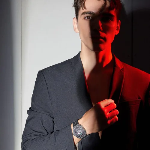 Vista 2 de DAVIS ELVIN - Reloj automático para hombre, reloj de pulsera de barril de vino con movimiento de reloj suizo impermeable, relojes mecánicos que