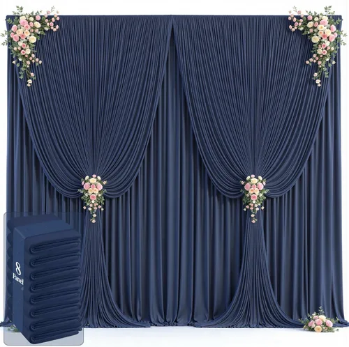 Vista 42 de 20 pies x 12 pies Cortinas de Telón de Fondo Azul Bebé Sin Arrugas para Bodas y Fiestas, Telón de Fondo de Tela Azul, Cortinas para Bodas