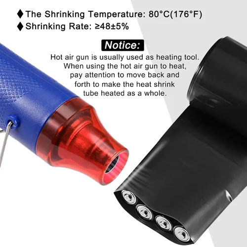 Vista 5 de MECCANIXITY - Tubo termorretráctil de PVC para envolver baterías, 14 mm de diámetro, 23 mm de ancho plano, 3 metros (10 pies) de longitud, negro