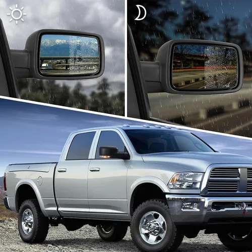 Vista 8 de Sanooer - Par de espejos laterales para Dodge Ram 1500 y 10-18 2500-3500 Sin pintar