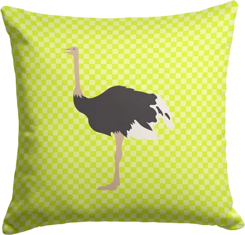 Vista 224 de Caroline's Treasures BB8163PW1414 Beltsville - Almohada decorativa de tela a cuadros pequeños, color blanco, pavo y gallina azul, lavable a máquina