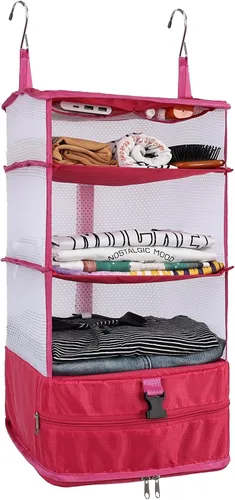Vista 12 de Surblue Bolsa de Almacenamiento para Viaje con Estantes Colgantes, Cubo de Empaque de Compresión para Maleta Plegable con Capa Extensible de Gran