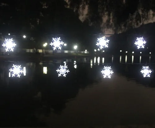 Vista 2 de Guirnalda de luces solares de Navidad para exteriores, impermeables, 30 LED, 20 pies, copos de nieve, luces de hadas de Navidad con 8 modos