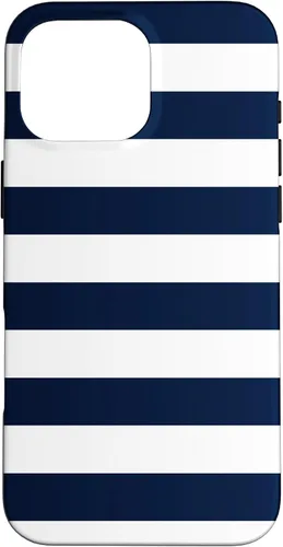 Vista 19 de Azul marino blanco rayas geométricas femeninas rayas preppy rayas caso para iPhone 17