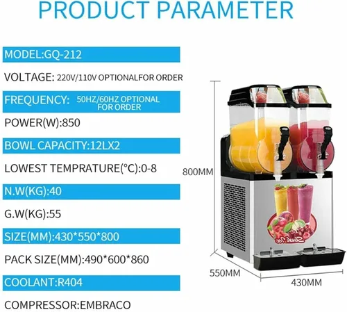 Vista 3 de Máquina para hacer hielo en granizado de 12/24/36L, máquina comercial para hacer jugos granizados, máquina de bebidas congeladas de batido