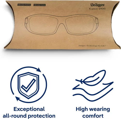 Vista 3 de Dräger Gafas de seguridad X-pect 2400 Antivaho y antiarañazos Para obras de construcción, laboratorio, taller