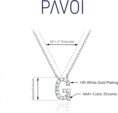 Vista 74 de PAVOI 14K White Gold Plated Cubic Zirconia Initial Necklace Letter Dainty Necklaces for Women
