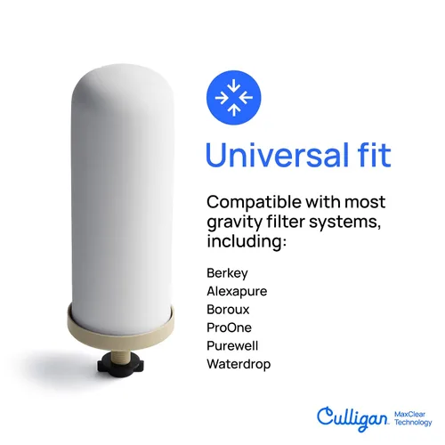 Vista 5 de Culligan MaxClear - Sistema de filtro de agua por gravedad de 3 galones, filtro de agua de acero inoxidable cepillado para encimera, certificado