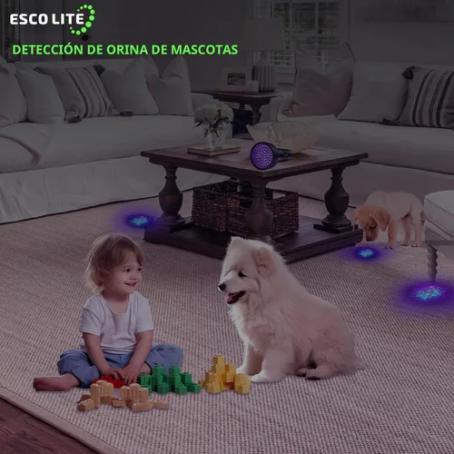 Vista 2 de ESCO LITE Linternas UV de luz negra para detección de orina de mascotas, 51