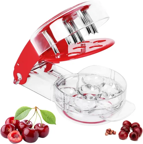 Vista 9 de Cherry Pitter, Brighoot - Herramienta de acero inoxidable para descorazonador de cerezas con diseño de cerradura para hacer mermelada de cereza