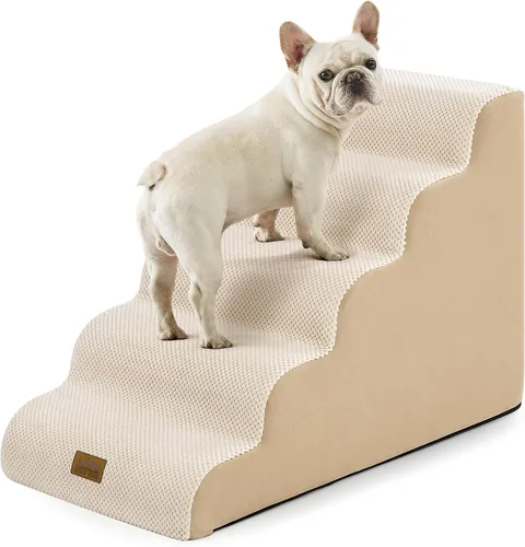 Vista 21 de COZY KISS Escaleras anchas para perros pequeños de 15.7 pulgadas de alto, escalón para mascotas para cachorros, gatos mayores, rampa curva