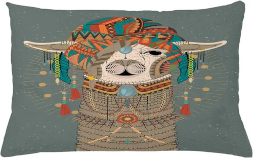 Vista 37 de Ambesonne Tiki Bar - Funda de cojín para cojín de hombre nativo con ilustración de dibujos animados, disfraz tribal prehistórico, funda de almohada