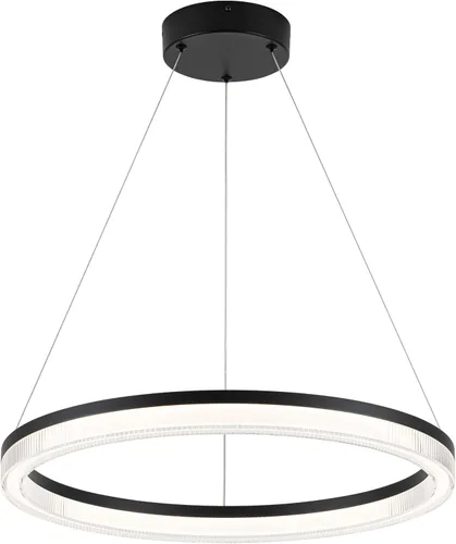 Vista 16 de Lámpara colgante LED moderna regulable de 23.6 pulgadas, color negro, 1 anillo circular, para sala de estar, comedor, cocina, oficina, vestíbulo