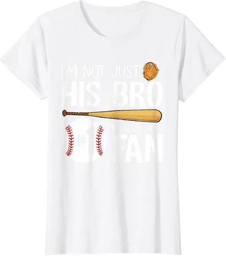 Vista 25 de Camiseta Baseball Brother I'm Not Just His Bro I'm His Number One Fan, Negro