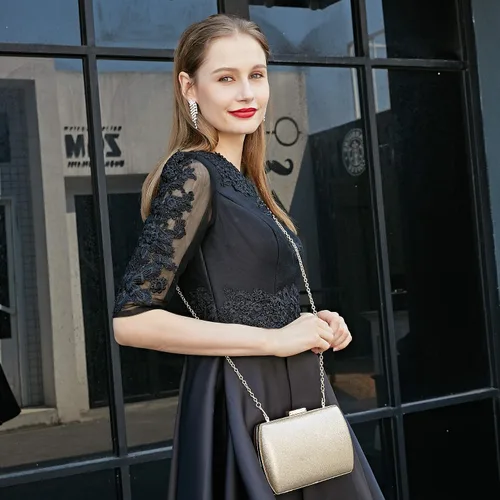 Vista 4 de BENCOMOM Bolso de mano dorado para mujer, bolso de mano dorado para mujer, bolso de mano de noche, boda, fiesta, novia, baile de graduación, bolso