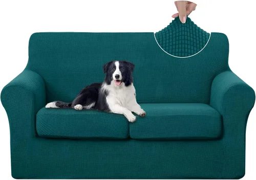 Vista 39 de U-NICE HOME Funda elástica para sofá de 3 piezas, funda de sofá lavable con cojín de asiento individual para sofá de 2 cojines, apta para mascotas