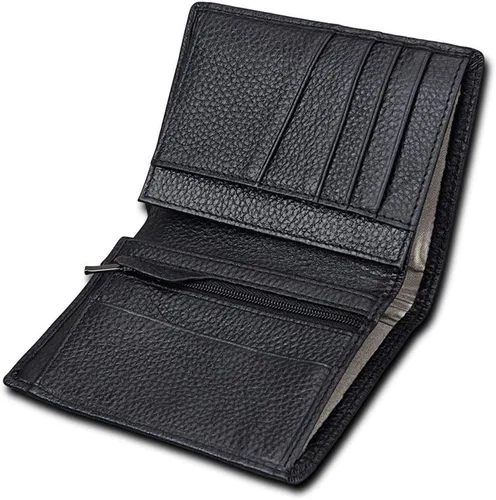 Vista 4 de TKFDC Billeteras de cuero con bloqueo para hombre, delgada, plegable, minimalista, con tarjetero de crédito