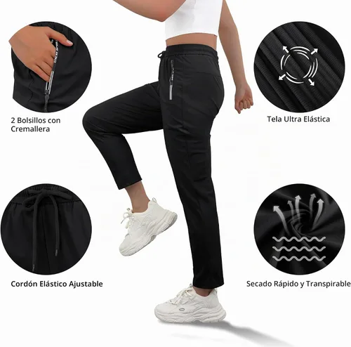 Vista 4 de IWOLLENCE Women's Active Stretch Pants Quick Dry