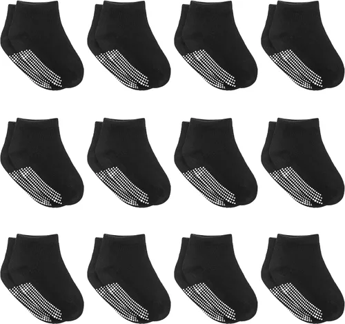 Vista 8 de Debra Weitzner 12 Pairs Non-Slip Toddler Socks With Grips for Baby Boys and Girls Anti-Slip Crew Socks for Infants and Kids
