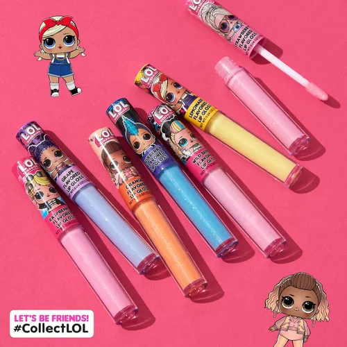 Vista 7 de L.O.L Surprise - Paquete de 7 brillos de labios para niñas, brillo labial Lol Maquillaje no tóxico para niños con L.O.L. Personajes